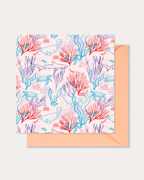 Coral Jungle Pink Greetings Card